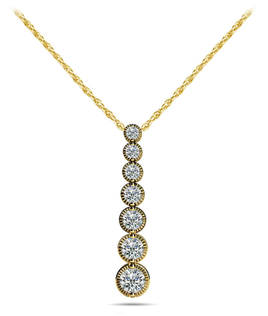 Milgrain Graduated Diamond Drop Pendant